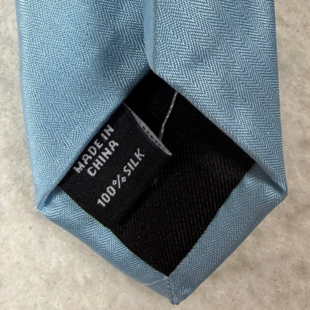 Murano Slim Silk Tie Blue Mist Herringbone Mens Necktie Y85TM100 NEW